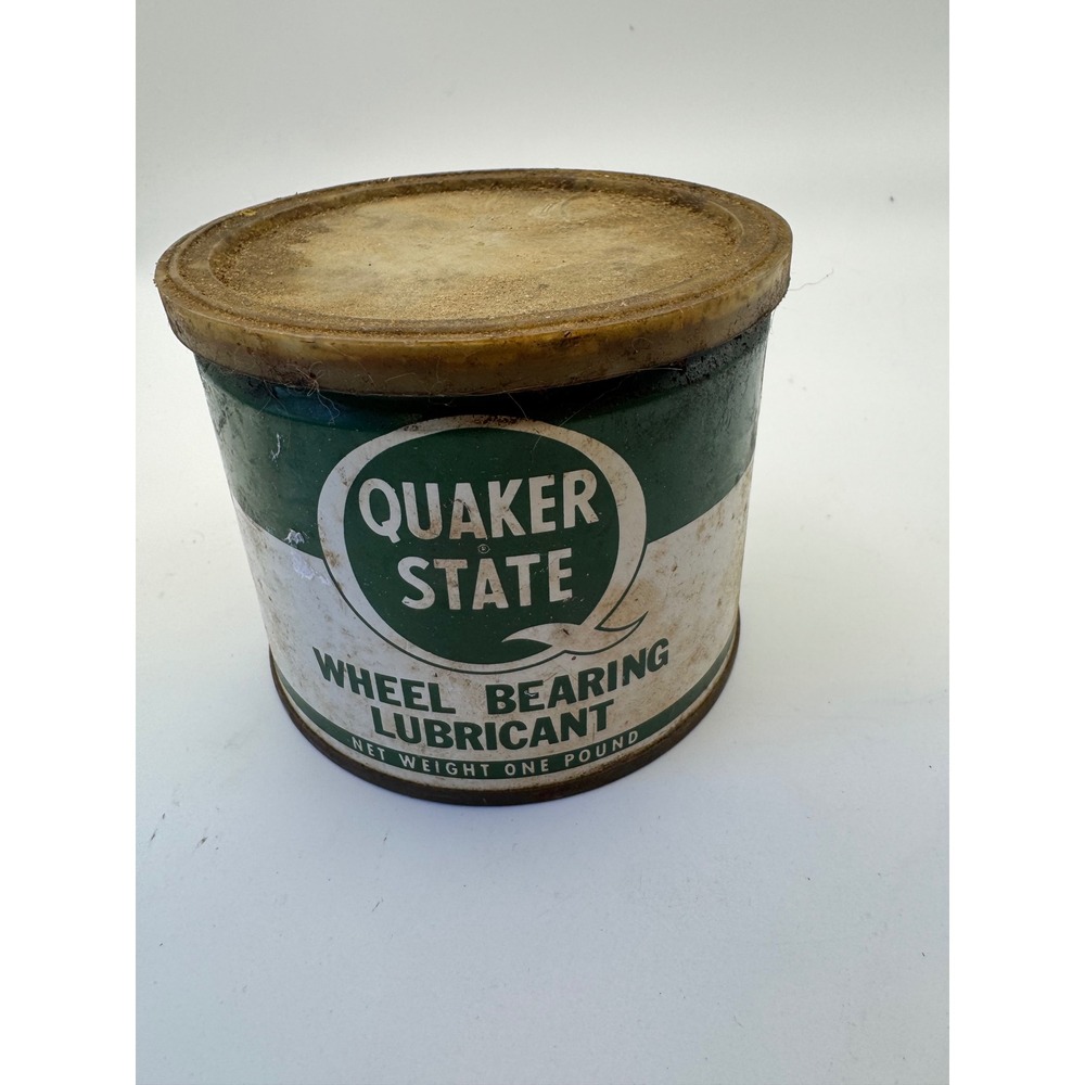 Vintage Quaker State Wheel Bearing Lubricant 1lb Tin Oil City 3/4 full